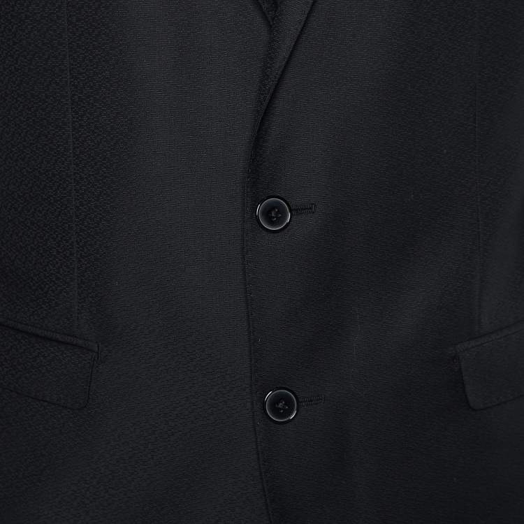 Pre Owned Dolce & Gabbana Black Jacquard Virgin Wool Gold 3 Piece Suit L
