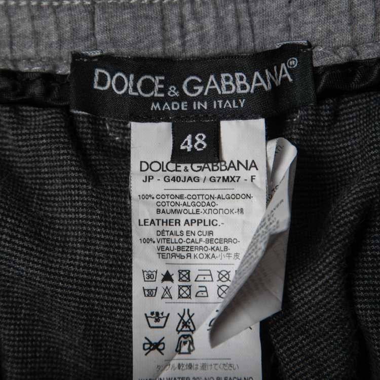 Pre Owned Dolce & Gabbana Charcoal Grey Cotton Drawstring Jogger Pants M
