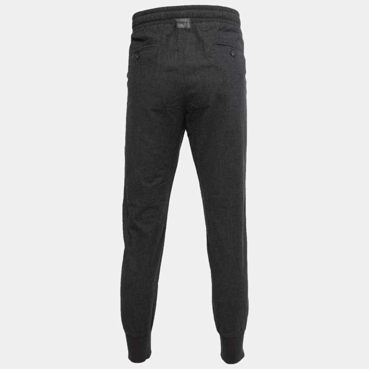 Pre Owned Dolce & Gabbana Charcoal Grey Cotton Drawstring Jogger Pants M
