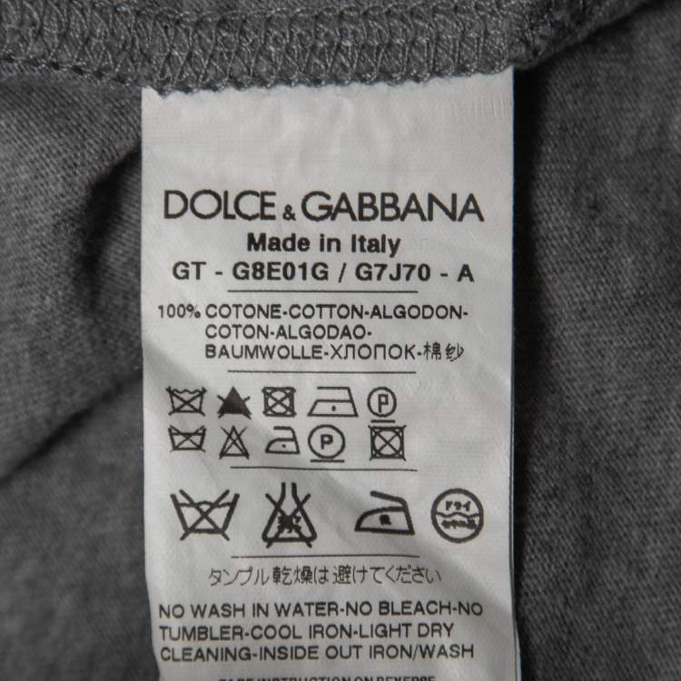 Pre Owned Dolce & Gabbana Grey Cotton Logo Detail Crew Neck T-Shirt 3XL