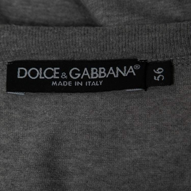 Pre Owned Dolce & Gabbana Grey Cotton Logo Detail Crew Neck T-Shirt 3XL