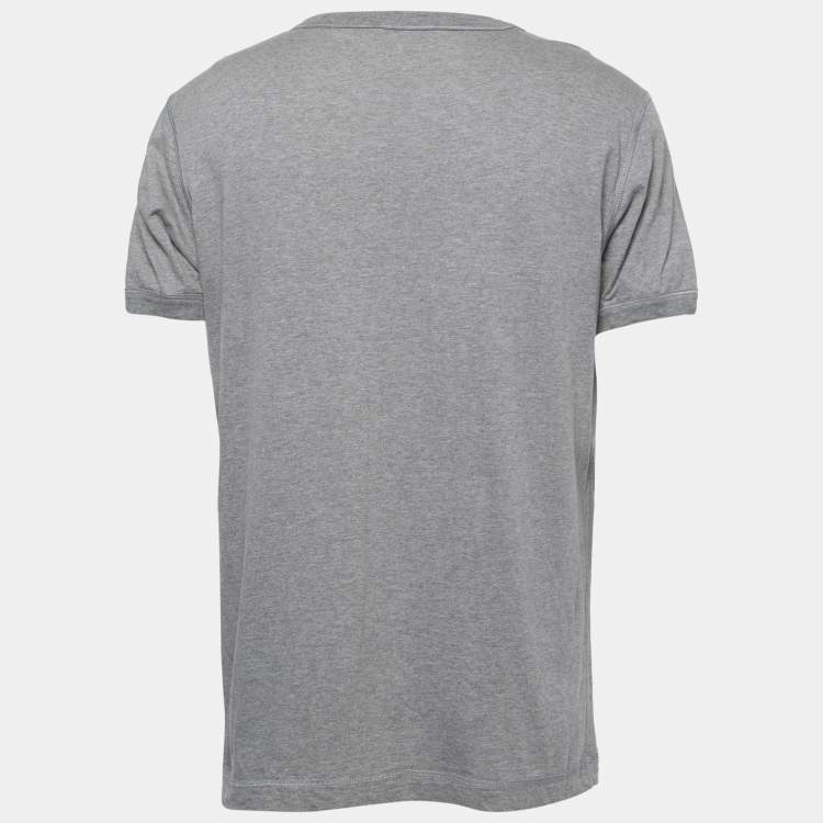 Pre Owned Dolce & Gabbana Grey Cotton Logo Detail Crew Neck T-Shirt 3XL
