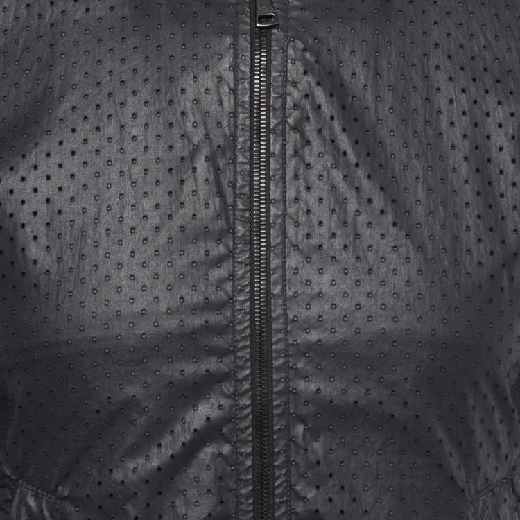 Pre Owned Dolce & Gabbana Black Perforated Cotton Rib Knit Detail Jacket XS