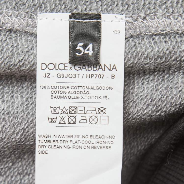 Pre Owned Dolce & Gabbana Grey Logo Print Cotton Hoodie XXL