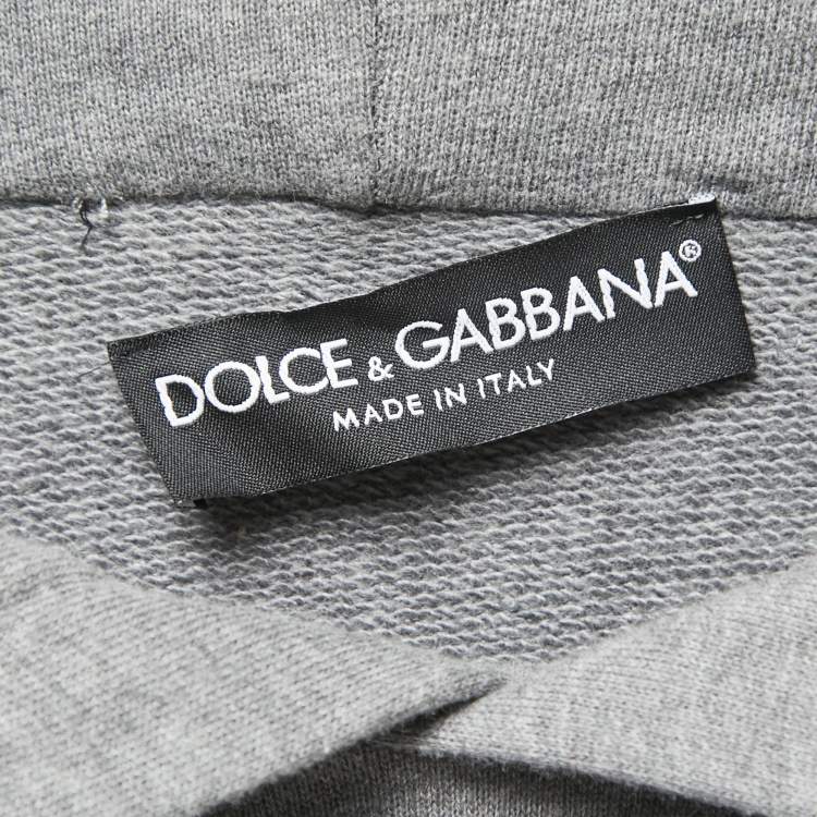 Pre Owned Dolce & Gabbana Grey Logo Print Cotton Hoodie XXL