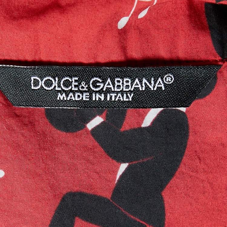 Pre Owned Dolce & Gabbana Red Bambo printed Cotton Short Sleeve Shirt L
