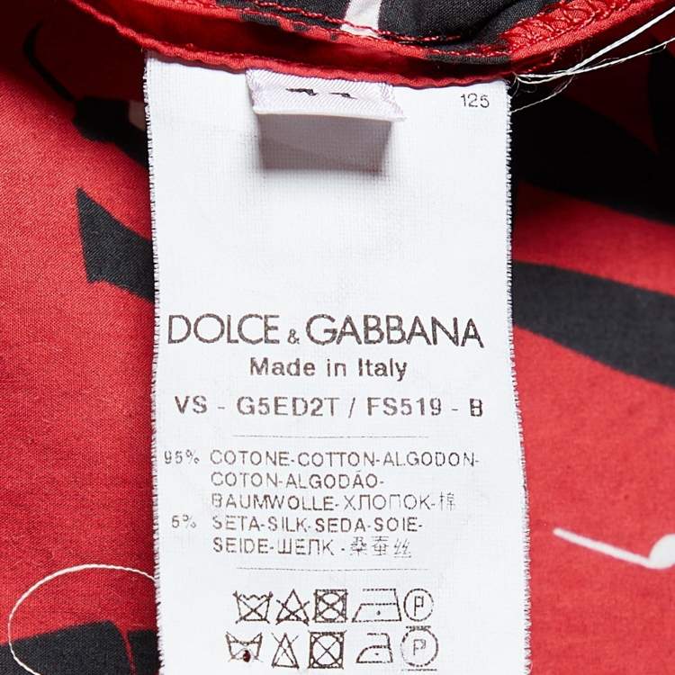 Pre Owned Dolce & Gabbana Red Bambo printed Cotton Short Sleeve Shirt L