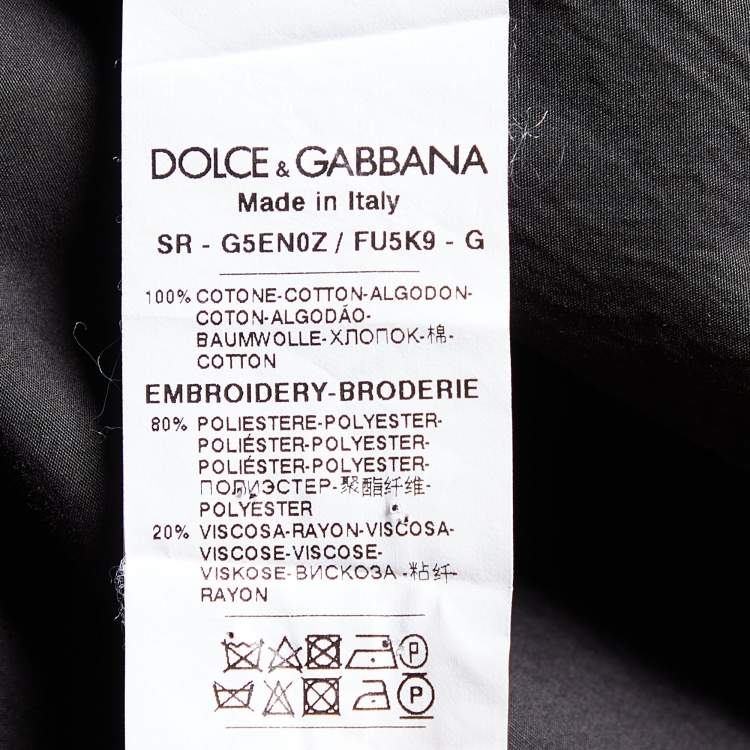 Pre Owned Dolce & Gabbana Black Cotton King Applique Gold Fit Shirt XL