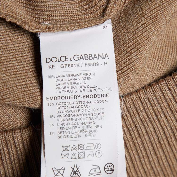 Pre Owned Dolce & Gabbana Brown Wool Knit Cowboy Applique Sweater XL