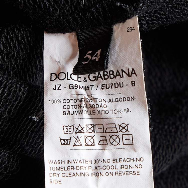 Pre Owned Dolce & Gabbana Black Royal Love Logo Printed Cotton Knit Sweatshirt XL