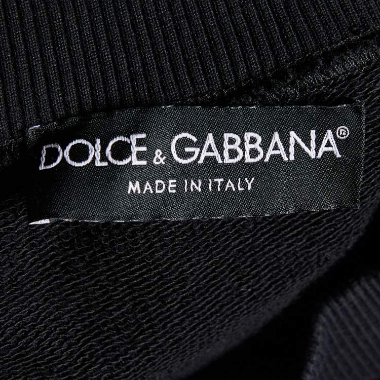 Pre Owned Dolce & Gabbana Black Royal Love Logo Printed Cotton Knit Sweatshirt XL
