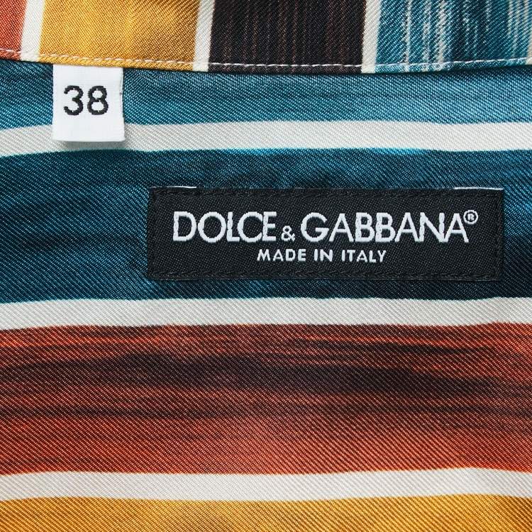 Pre Owned Dolce & Gabbana Multicolor Striped Silk Button Front Half Sleeve Shirt S