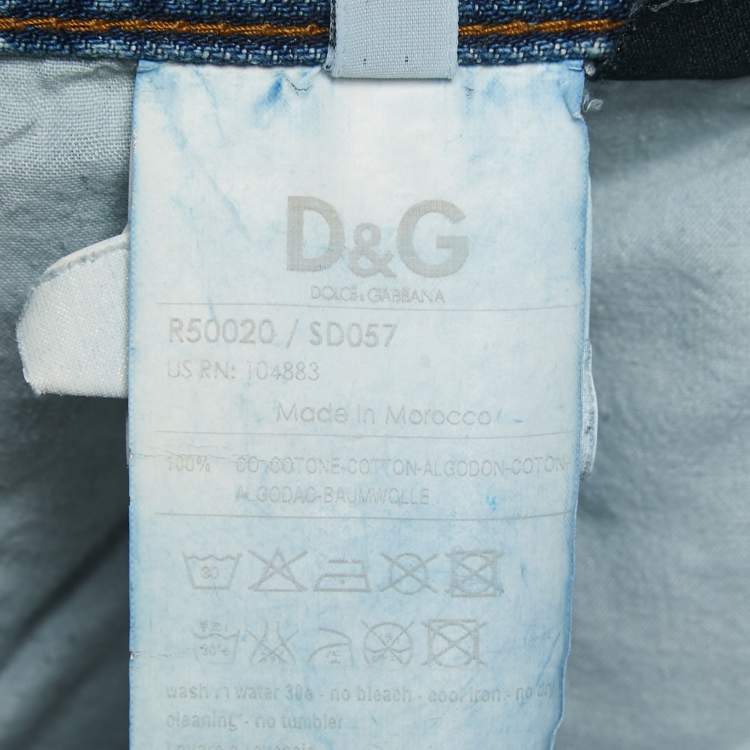 مملوكة مسبقًا Dolce & Gabbana Blue Crinkled & Washed Denim Jeans 4XL Waist 39"