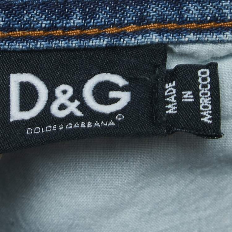 مملوكة مسبقًا Dolce & Gabbana Blue Crinkled & Washed Denim Jeans 4XL Waist 39"