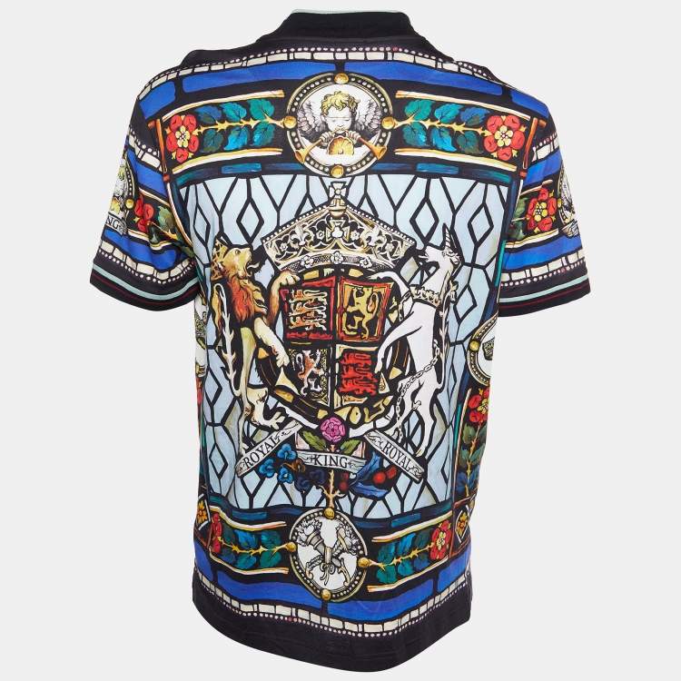 Pre Owned Dolce & Gabbana Multicolor Glass Printed Cotton Knit T-Shirt XXL
