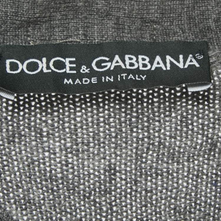 Pre Owned Dolce & Gabbana Grey Distressed Wool Buttoned Sweater L