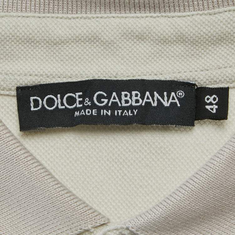 Pre Owned Dolce & Gabbana White Birds Print Cotton Pique Polo T-Shirt M