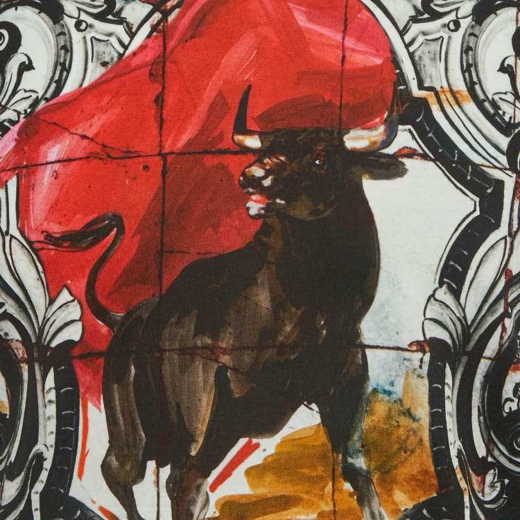 Pre Owned Dolce & Gabbana White All-Over Print Cotton Crew Neck T-Shirt M