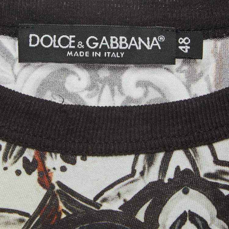 Pre Owned Dolce & Gabbana White All-Over Print Cotton Crew Neck T-Shirt M