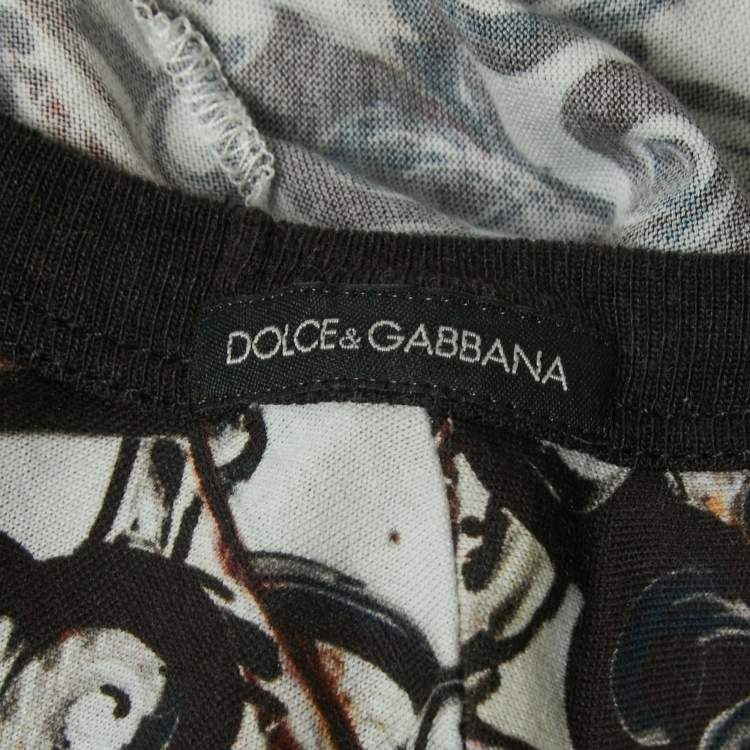 Pre Owned Dolce & Gabbana White All-Over Print Cotton Crew Neck T-Shirt M