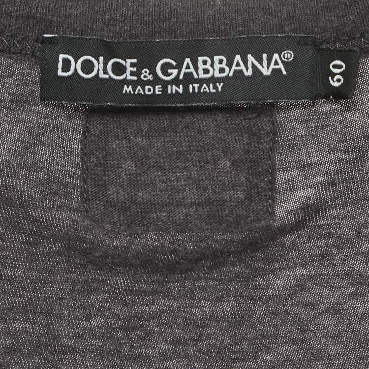 Pre Owned Dolce & Gabbana Grey Cotton V-Neck Half Sleeve T-Shirt 5XL