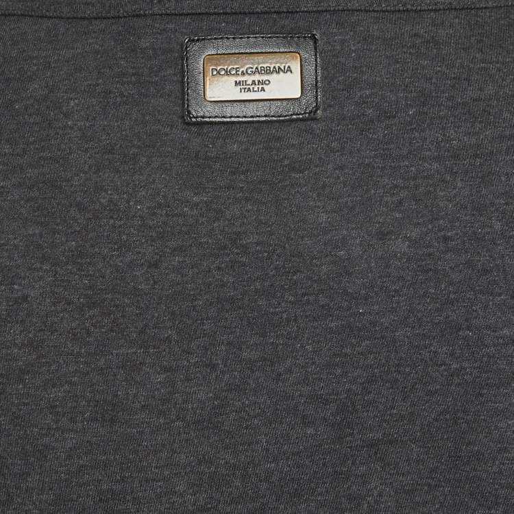 Pre Owned Dolce & Gabbana Grey Cotton V-Neck Half Sleeve T-Shirt 5XL