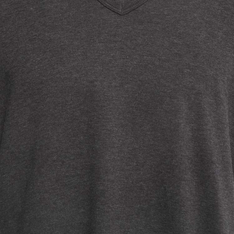 Pre Owned Dolce & Gabbana Grey Cotton V-Neck Half Sleeve T-Shirt 5XL