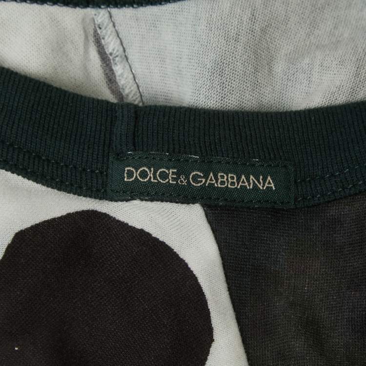Pre Owned Dolce & Gabbana Multicolor All-Over Print Cotton V-Neck Half Sleeve T-Shirt S