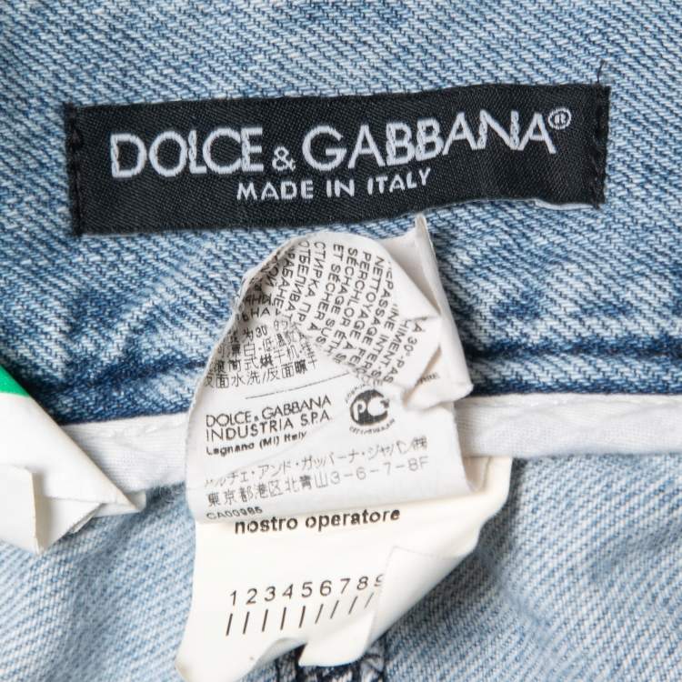 Pre Owned Dolce & Gabbana Blue Ripped Denim 14 Comfort Fit Jeans 4XL Waist 42"