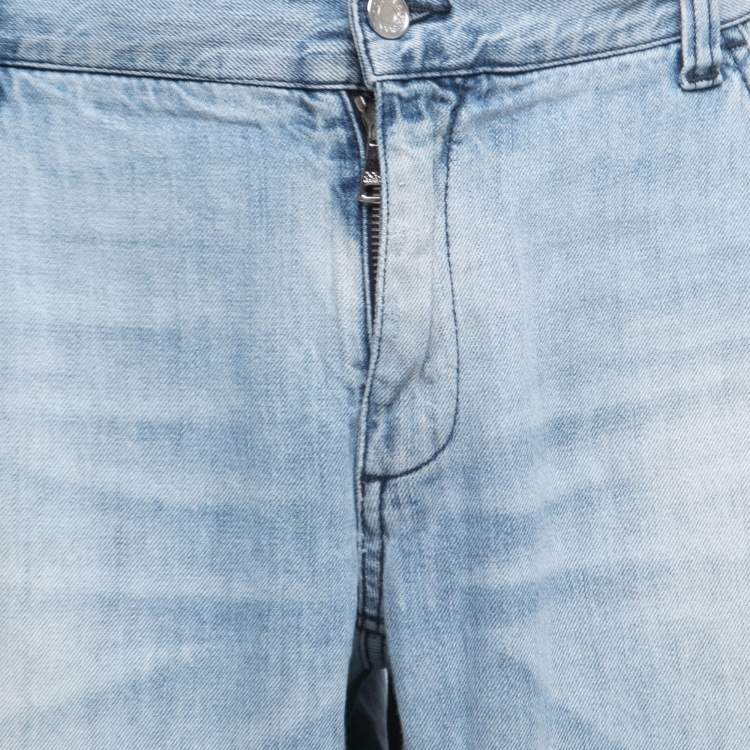 Pre Owned Dolce & Gabbana Blue Ripped Denim 14 Comfort Fit Jeans 4XL Waist 42"