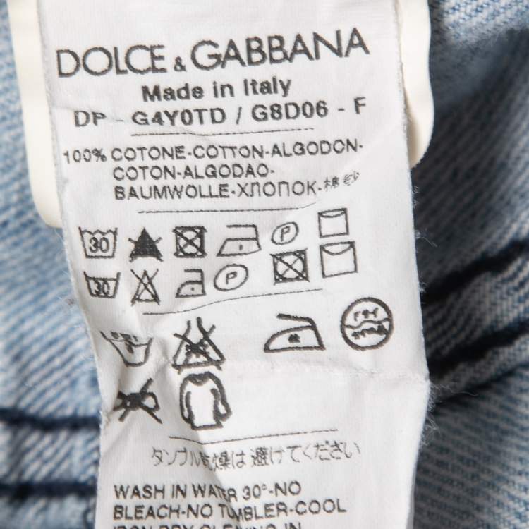 Pre Owned Dolce & Gabbana Blue Ripped Denim 14 Comfort Fit Jeans 4XL Waist 42"