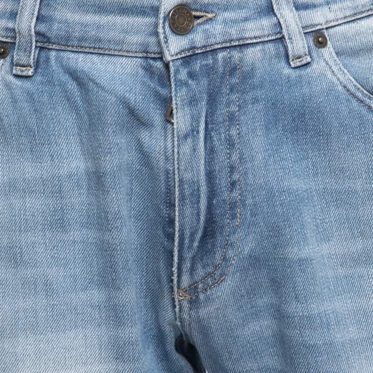 Pre Owned Dolce & Gabbana Blue Washed & Ripped Denim 16 Stretch Jeans M Waist 32"