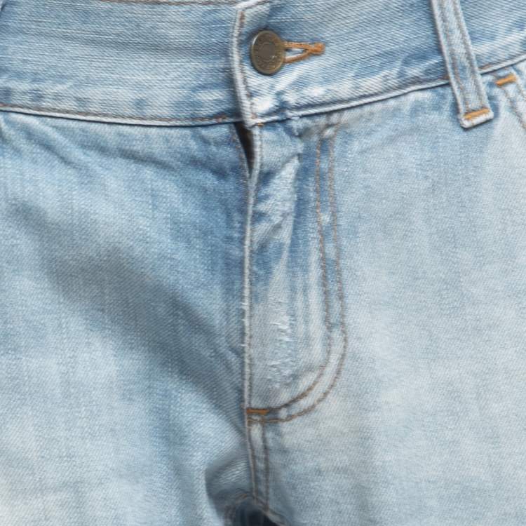 Pre Owned Dolce & Gabbana Blue Ripped Denim 14 Jeans L Waist 34"