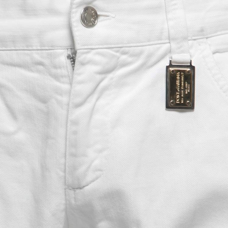 مملوكة مسبقًا Dolce & Gabbana White Denim 14 Jeans M Waist 33"