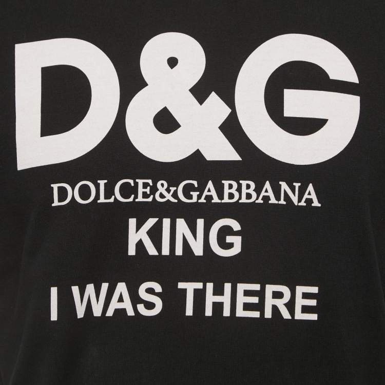 Pre Owned Dolce & Gabbana Black Print Cotton Crew Neck Half Sleeve T-Shirt M