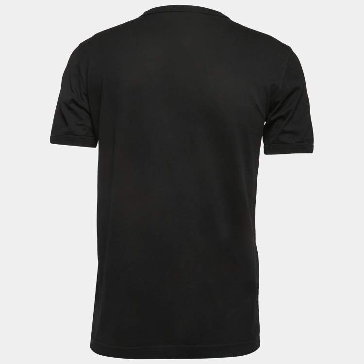 Pre Owned Dolce & Gabbana Black Print Cotton Crew Neck Half Sleeve T-Shirt M