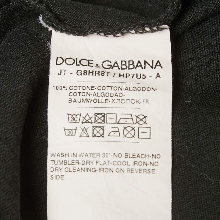 Pre Owned Dolce & Gabbana Black Print Cotton Crew Neck Half Sleeve T-Shirt M
