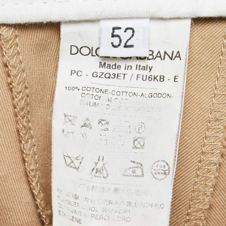 Pre Owned Dolce & Gabbana Beige Cotton Buttoned Cargo Pants XL Waist 38"