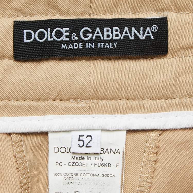 Pre Owned Dolce & Gabbana Beige Cotton Buttoned Cargo Pants XL Waist 38"