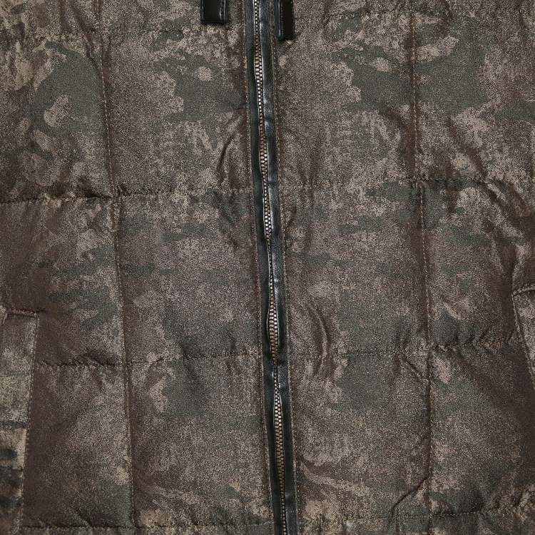 Pre Owned Dolce & Gabbana Military Green Synthetic Hooded Puffer Jacket L 