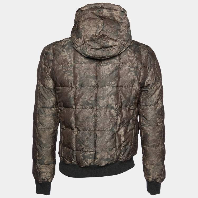 Pre Owned Dolce & Gabbana Military Green Synthetic Hooded Puffer Jacket L 