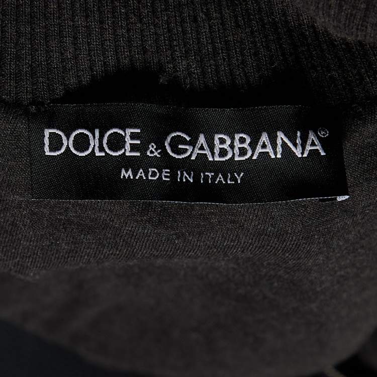 Pre Owned Dolce & Gabbana Black Famiglia Applique Cotton Knit Zip Front Sweater XXL