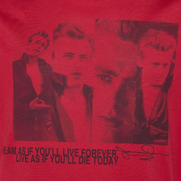 Pre Owned Dolce & Gabbana Red Printed Cotton Knit T-Shirt XXL