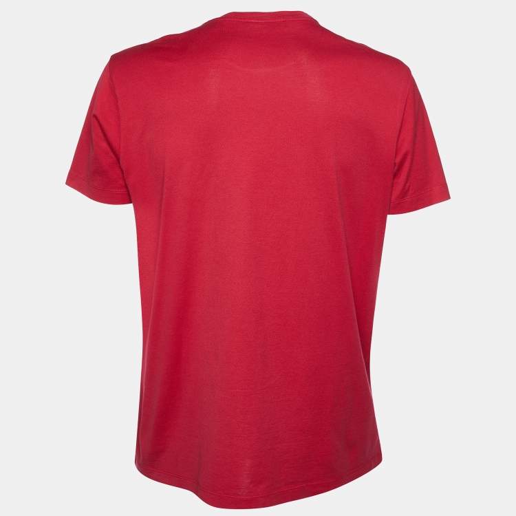 Pre Owned Dolce & Gabbana Red Printed Cotton Knit T-Shirt XXL