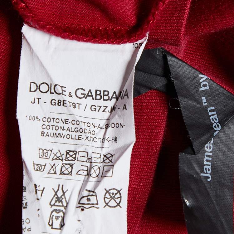 Pre Owned Dolce & Gabbana Red Printed Cotton Knit T-Shirt XXL
