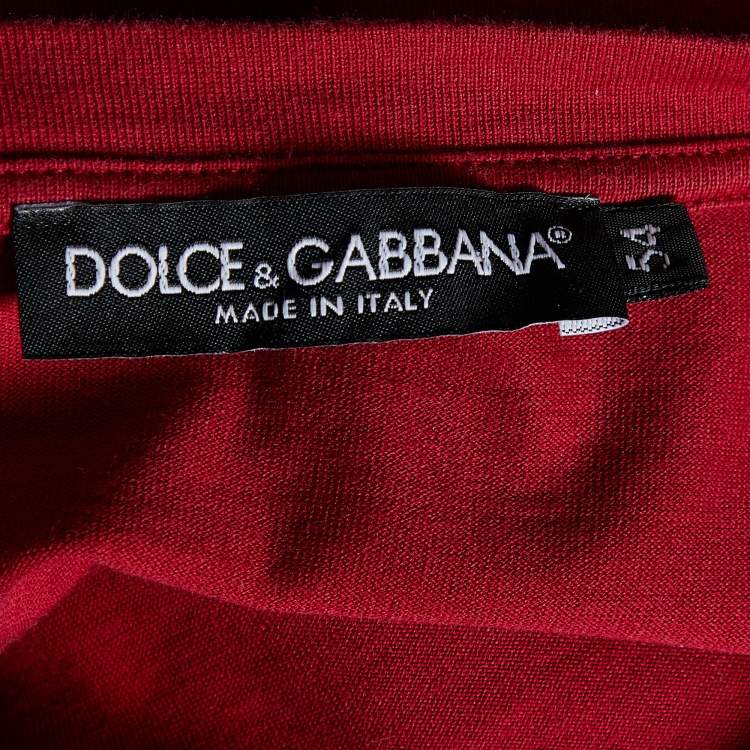 Pre Owned Dolce & Gabbana Red Printed Cotton Knit T-Shirt XXL