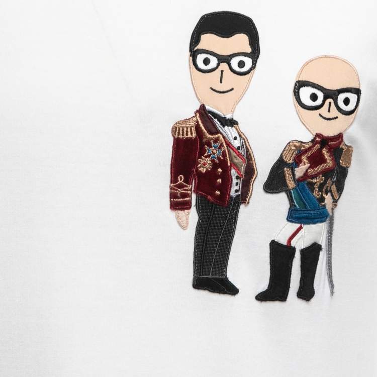 مملوكة مسبقًا Dolce & Gabbana White Embroidered Cotton Half Sleeve T-Shirt S