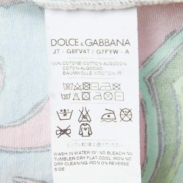 Pre Owned Dolce & Gabbana Multicolor Print Cotton Crewneck T-Shirt XS