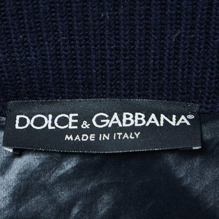 Pre Owned Dolce & Gabbana Navy Blue Quilted Nylon Zip-Up Jacket S