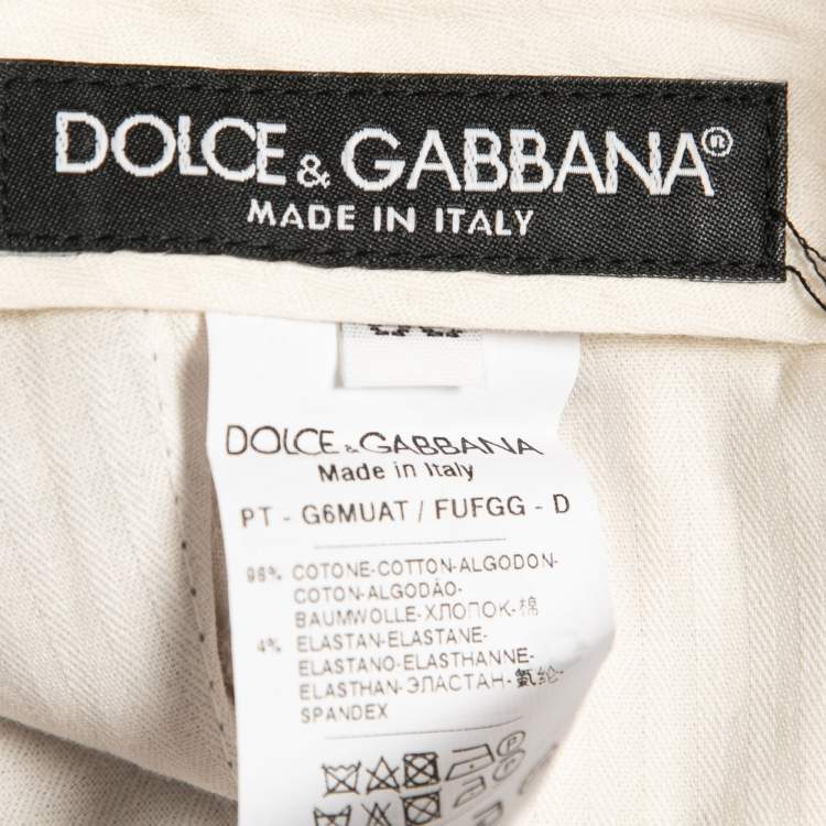 Pre Owned Dolce & Gabbana Grey Stretch Cotton Trousers L